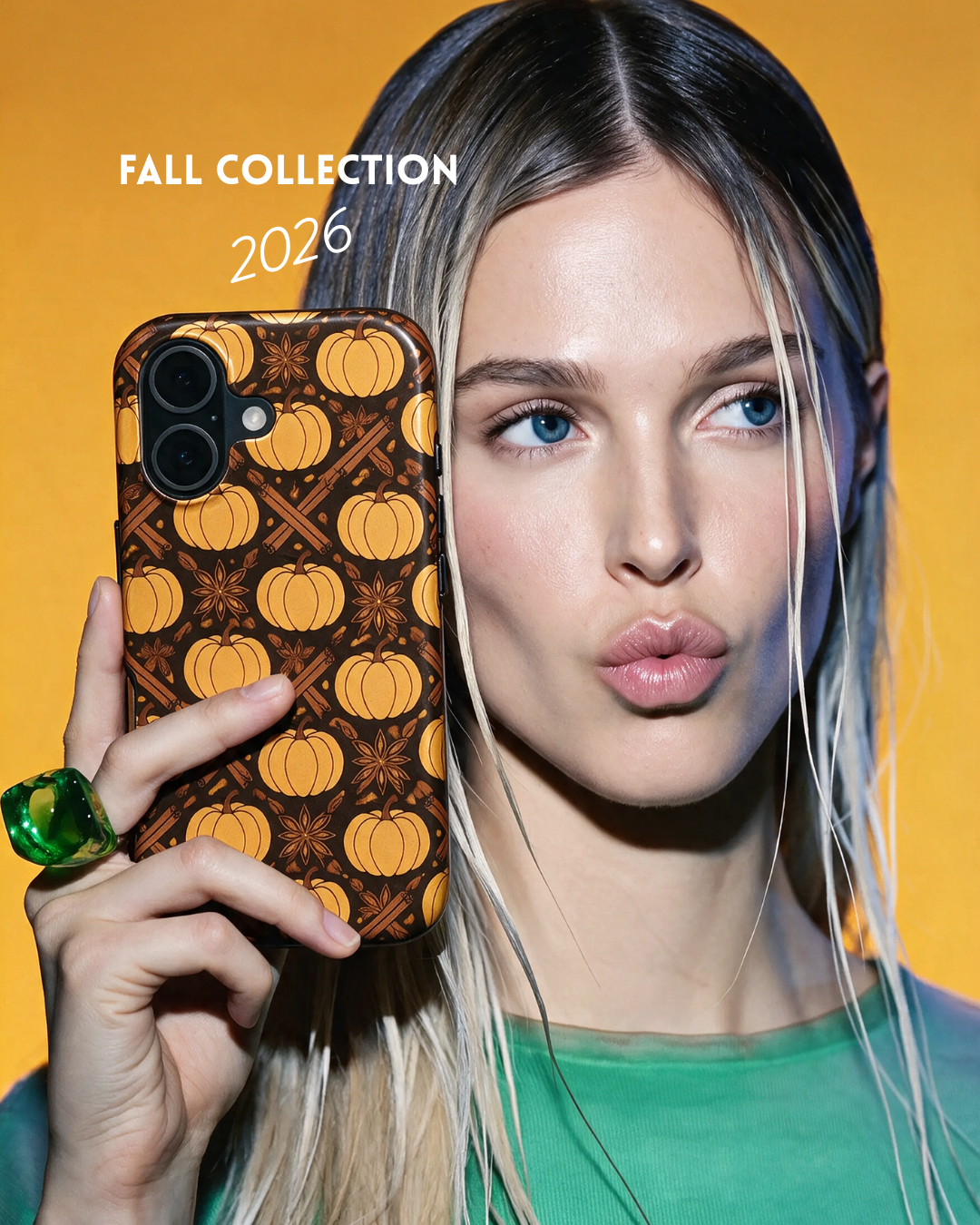Model holding Pumpkin Spice phone case